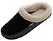 VONMAY Men's Wool Plush Fleece Lined Slip On Memory Foam Clog House Slippers Indoor/Outdoor (Medium / 9-10 D(M) US, Black/Gray)