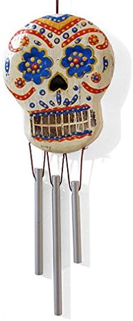 Sugar Skull - Fair Trade Day of the Dead Candy Skull Hanging Chime - Hand Crafted and Ethically Sourced