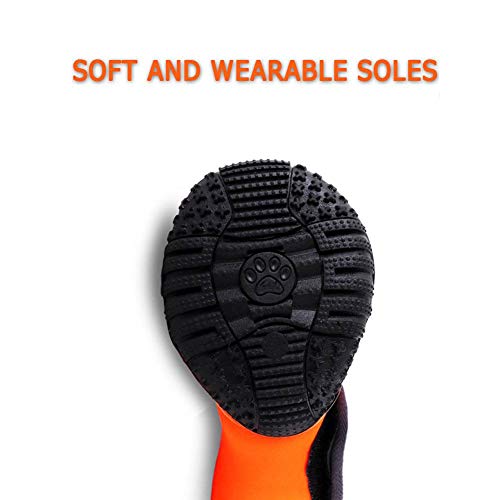 Petbobi Waterproof Dog Shoes Fluorescent Orange Dog Boots Velcro and