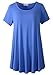 LARACE Women Short Sleeves Flare Tunic Tops for Leggings Flowy Shirt (3X, Blue)