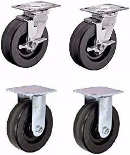 Set of 4 Heavy Duty Albion 16 Series Casters with 8" x 2" Phenolic Wheel 2 Swivel with Brakes and 2 Rigid