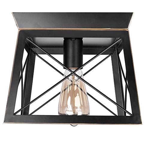 HMVPL Industrial Pendant Lighting Fixtures,Farmhouse Flush Mount Close to Ceiling Light Mini Ceiling Lamp One-Light for Kitchen Island Dining Room Bedroom Foyer Hallway