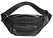 Polare Napa Cowhide Leather Fanny Pack Waist Bag For Outdoor Travel Camping Cycling Running Black-Large