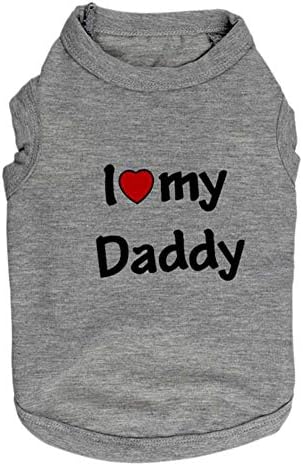 canghai Pet T-Shirt I Love My Mommy/Daddy Dog Cat Costume Puppy Sweatshirt Girl Boy Pet Clothes Fashion Apparel(S dady)