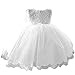 NNJXD Girls' Tulle Flower Princess Wedding Dress for Toddler and Baby Girl White 12-18 Months
