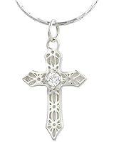 Pearl and Gem Designs Sterling Silver Cross Pendant Necklace, Inspiring Jewelry for Women, Christian Gift &amp; Swarovski Zirconia