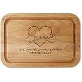 Happily Ever After Personalized Red Alder Wood Cutting Board - Custom Engraved 11 x 16-Inch Wood Chopping and Serving Boards, Wedding and Housewarming Gifts, Add Names and Date, by Lillian Vernon