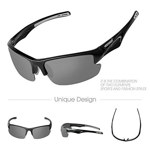 Polarized Sports Sunglasses for Men Women Cycling Fishing Outdoor Driving Golf Baseball Glasses TR Unbreakable (Black-Gray)