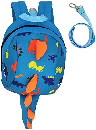Kids Cute Dinosaur Toddler Anti-lost Backpack With Leash for 1-3 Year old child (Light blue)