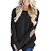 Women Tops, Gillberry Womens Cotton  Long Sleeve Round Neck Splice Shirt Blouse Tops T Shirt (XL, Black)