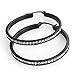 FUNRUN JEWELRY Womens Black Stainless Steel Cubic Zirconia Hoop Earrings 55mm