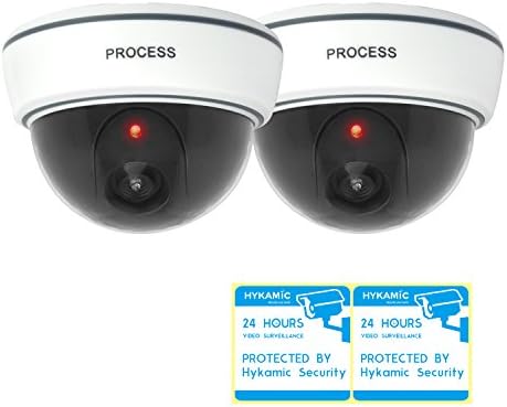 Dummy Security Camera Fake Simulated Dome Camera with Flashing Red LED Light ( 2 packs )
