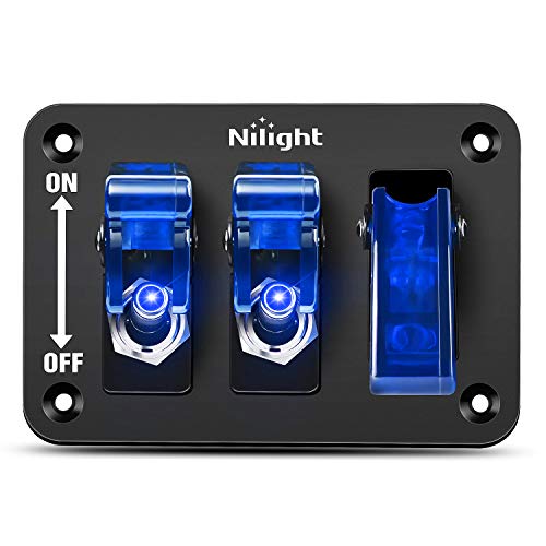 Nilight 3 Gang Toggle Switch 12V Rocker Switch Panel with LED Light and