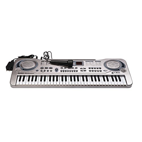aPerfectLife Piano for Kids, Multi-Function 61 Keys Electronic Organ Kids Piano Musical Teaching Keyboard Toy for Kids Children (Silver)