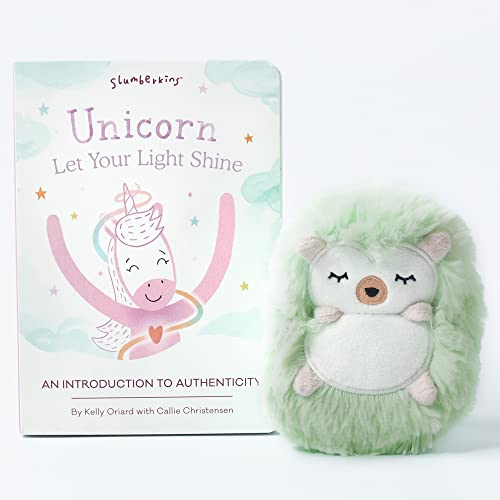 Slumberkins Unicorn, Let Your Light Shine Board Book & Seafoam Hedgehog Mini | Supports Authenticity & Social Emotional Intelligence for Ages 0+