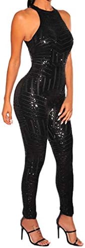 Women Night Club Jumpsuit,Jchen Ladies Holiday O-Neck Sequin Off Shoulder Sleeveless Party Jumpsuit Playsuit
