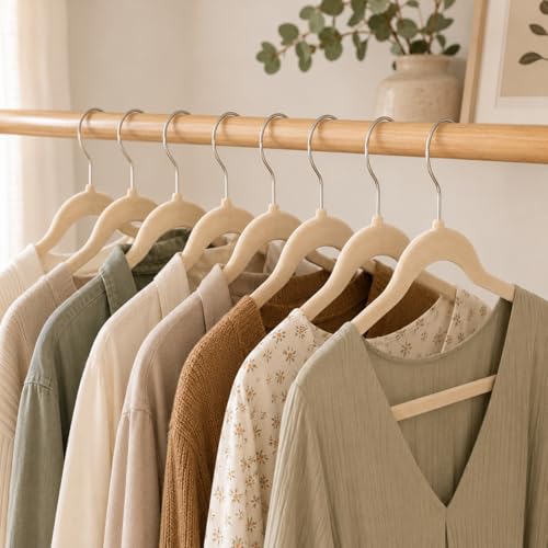 Kit 100 Cabides De Roupas Veludo Premium Preto Bege Slim Antideslizante Adulto Ultra Fino Gancho 360° Calça Camisetas Casacos Resistente (Bege)
