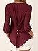 POSESHE Women's V-Neck Button Detail Dip Back Solid Blouse Top (XL, Red)