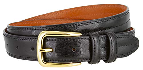 2923 Center Stitched Dress Genuine Leather Belt 1-1/8