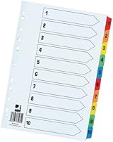 Q-Connect 1-10 Index Extra Wide Reinforced Multi-Colour Tabs KF76984 view 2
