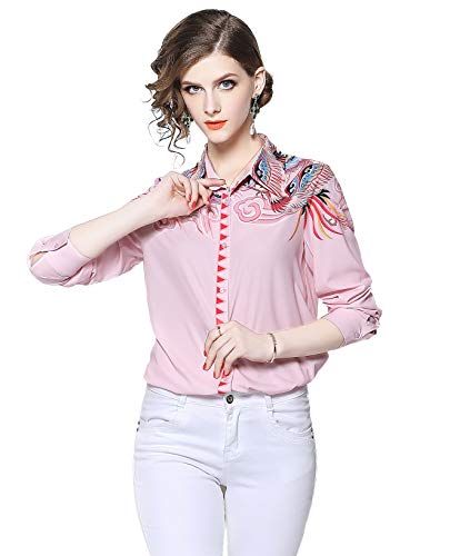 Women's Collared neck Floral Print Shirt Casual Long Sleeve Button up Blouses