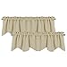 PONY DANCE Valance Window Curtains - Window Drapes Short Tiers Home Decor Window Scalloped Valances Rod Pocket Panels for Bedroom, 42 W x 18 L inches, Biscotti Beige, Set of 4