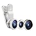 KOLPCTT New Universal 3-IN-1 Mobile Phone Camera Clip Lens, Special Effects Shots, Macro + 180 Degree Supreme Fish Eye + 0.67X Wide Angle + 0.4X Wide Lens, With A Clamp and A Free Flannelette Bag