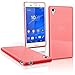iGadgitz Transparent Red Glossy TPU Gel Skin Case Cover for Sony Xperia M4 Aqua E2303 (2015) + Screen Protector