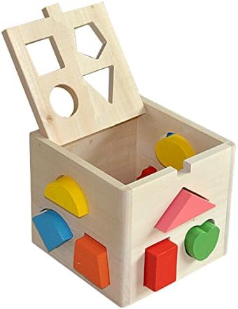 SMATTER Wooden Shape Sorting Box, 13 Hole Cube For Shape Sorter Cognitive And Matching Wooden Toys