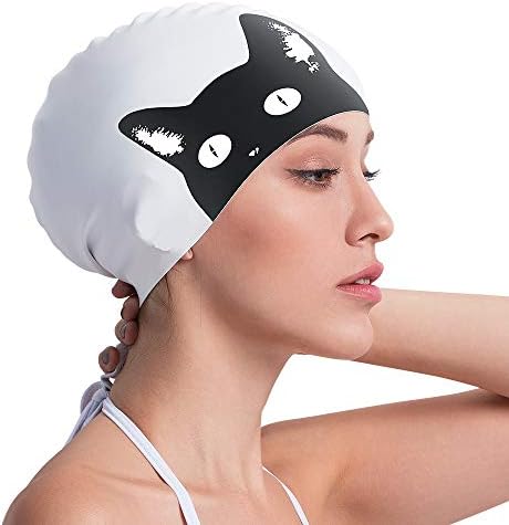 COPOZZ Adult Swimming Cap, Unisex Waterproof Swimming Cap for Men and Women, Long Hair Silicone Swimming Cap for Men Women
