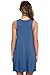 AUSELILY Women's Short Sleeve Pockets Empire Waist Pleated Loose Swing Casual Flare Dress (L, Beja Blue)