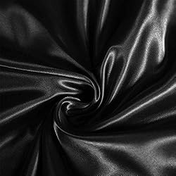 AiMay 6 Piece Satin Bedding Sheet Set King Black