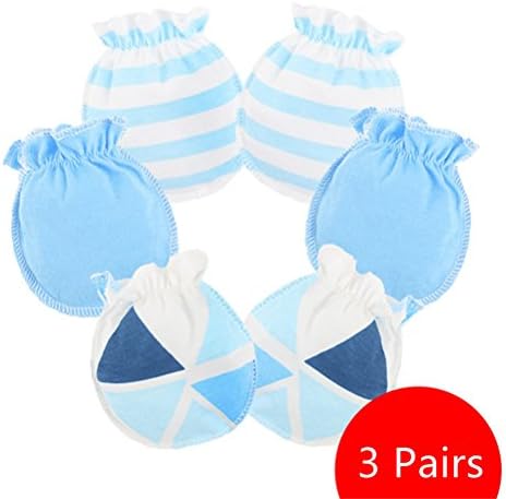 Affe 3 Pairs/Lot Baby Girl Boy Gloves Newborn Scratch Mittens (Light blue)