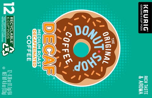 THE ORIGINAL DONUT SHOP KEURIG SINGLE-SERVE K-CUP PODS, DECAF KEURIG SINGLE-SERVE K-CUP PODS, MEDIUM ROAST COFFEE, 12 COUNT