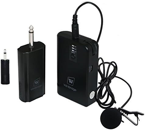 Wireless Lavalier Microphones System WinBridge Lapel Mics Clip On Microphone Transmitters &amp; Receivers with Waistpack Ideal for Live Performance, Public Speaking, Teaching,Video Recording Interviews