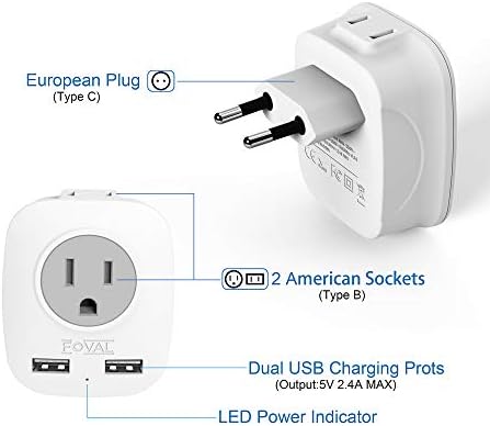 European Plug Adapter and USB Charger (3 pack)