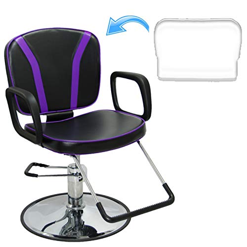 LCL Beauty Black with Purple Accent Reclining Hydraulic All Purpose Cutting & Shampoo Barber Salon Chair Beauty Spa Equipment - Thumbnail 4