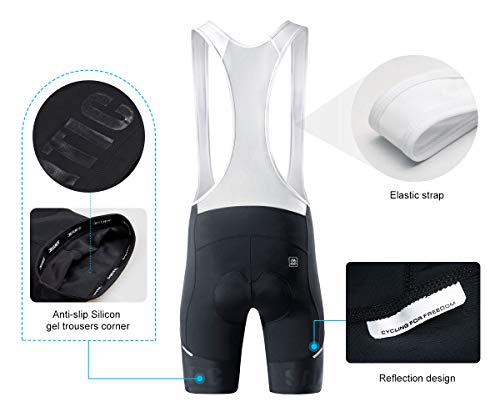image for Santic Bib Cycling Shorts Mens 4D Padded Bicycle Breathable Half Pants