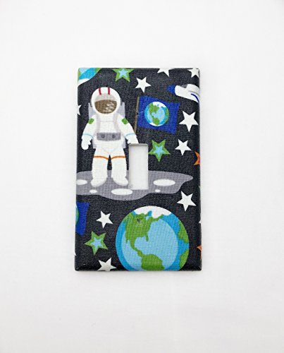 Space Man Fabric Covered Single Light Switch cover/Switch Plate/Kid's Bedroom/Nursery Decor/Baby Shower Gift/Home Decor/Lighting/Wall Art/Earth/Astronaut