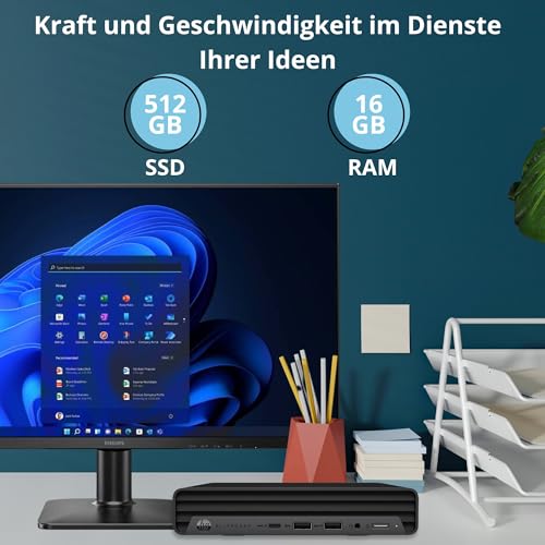 HP Bundle EliteDesk 600 G6 Mini PC | Intel Core i5-10500T | 16GB RAM | 512GB SSD Nvme Monitor 27" FullHD Win 11 Pro 36 Month Warranty