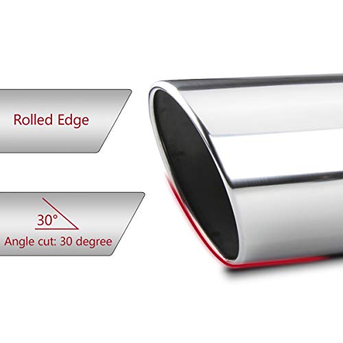 2.5 Inch Inlet Exhaust Tip,2.5" x 4" x 12" Polished Exhaust Tailpipe Tip for Truck With Bolt On Design - Thumbnail 3
