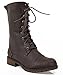 ROF Women's Military Combat Colored Lace Up Mid Calf Boots With Zipper Closure