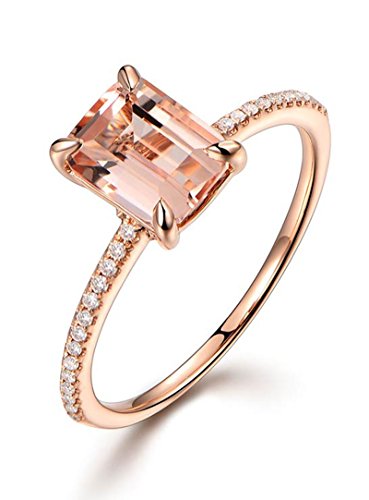 2 Carat Morganite and Diamond Classic Multistone Engagement Ring in Rose Gold