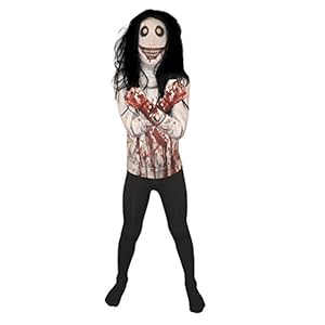 Morphsuits Jeff The Killer Urban Legends Kids Costume, Black/White - size Large 4'-4'6 (120cm-137cm)