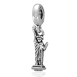Hoobeads I Love New York Statue of Liberty Dangle Charm Authentic 925 Sterling Silver Travel Vocation Charms Fits Pandora Bracelet (Statue of Liberty)