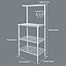 Lifewit 4-Tier Baker's Rack, Microwave Cart Oven Stand with 4 Hanging Hooks & Spice Rack for Kitchen Storage, Carbon Steel, White