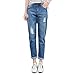 RieKet Boyfriend Distressed Jeans Women Slim Pants Juniors (US 4(Asia XL), Blue)