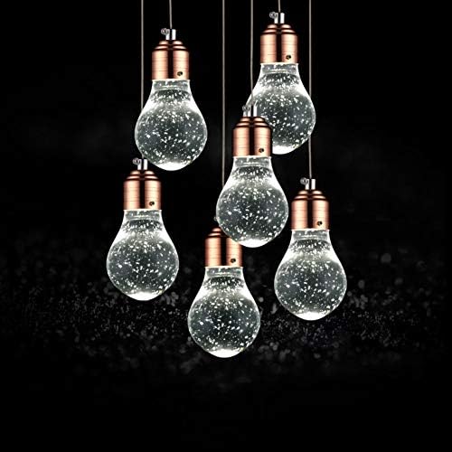 CCSUN Led Crystal Chandeliers for Dining Rooms,5w Modern Lighting Fixture for Coffee bar Kids Room-Six Lights-Wight Light