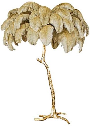 Modern LED Floor Lamp Ostrich Feather Lamp Light postModern Copper Floor Light Living Room Hotel Floor Light Removable Lamp Body,Table Lamp 80CM,Pink