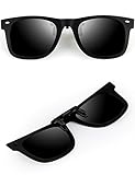 ATTCL Unisex New Unisex Reflective Wayfarer Style Flip Up Clip on Polarized Sunglasses 1HP806 Black
